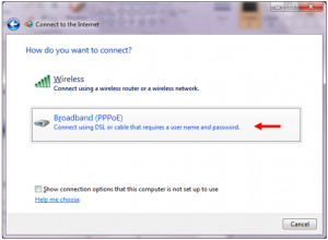 گزینه Broad band connection  را انتخاب کنیم - Windows 7