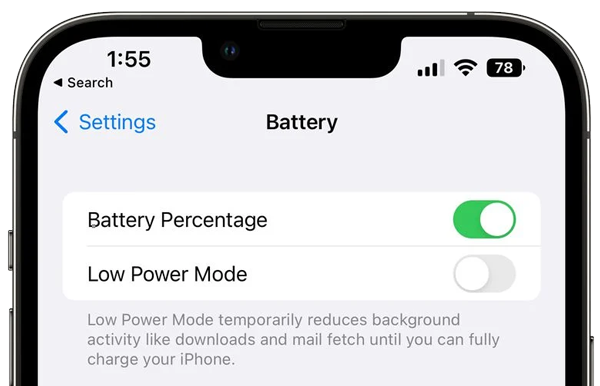چگونگی فعال کردن آیکن درصد باتری آیفون - battery iphone