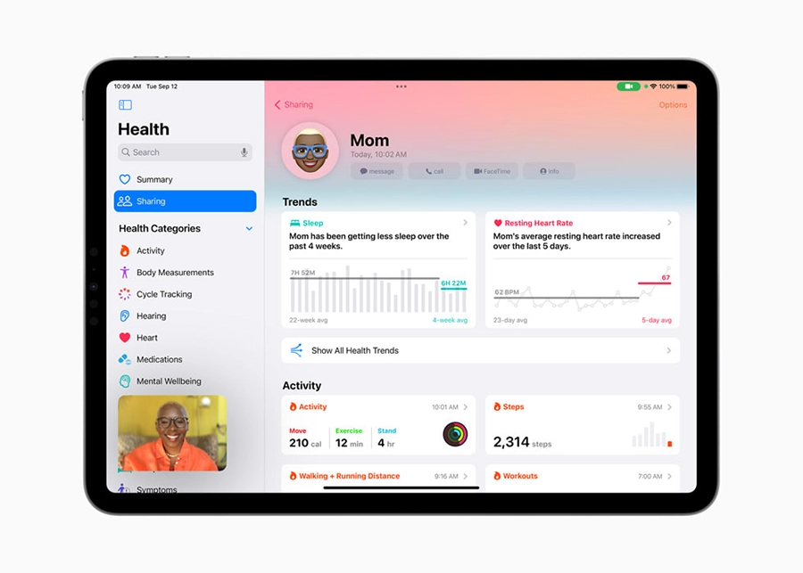 با iPadOS 17 اشتراک گذاری داده‌های سلامت 