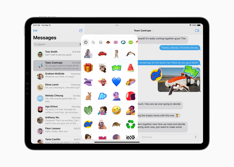 iPadOS 17 و تجربۀ جدیدی از استیکرها در پیام‌ها 